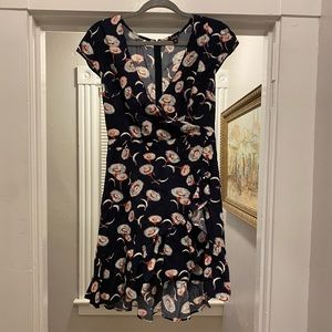 J Crew Navy Print Short Ruffled Dress